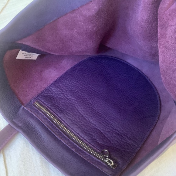 Hand painted Cow Print Leather Baggu Tote - Picture 3 of 4